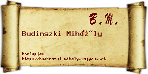 Budinszki Mihály névjegykártya